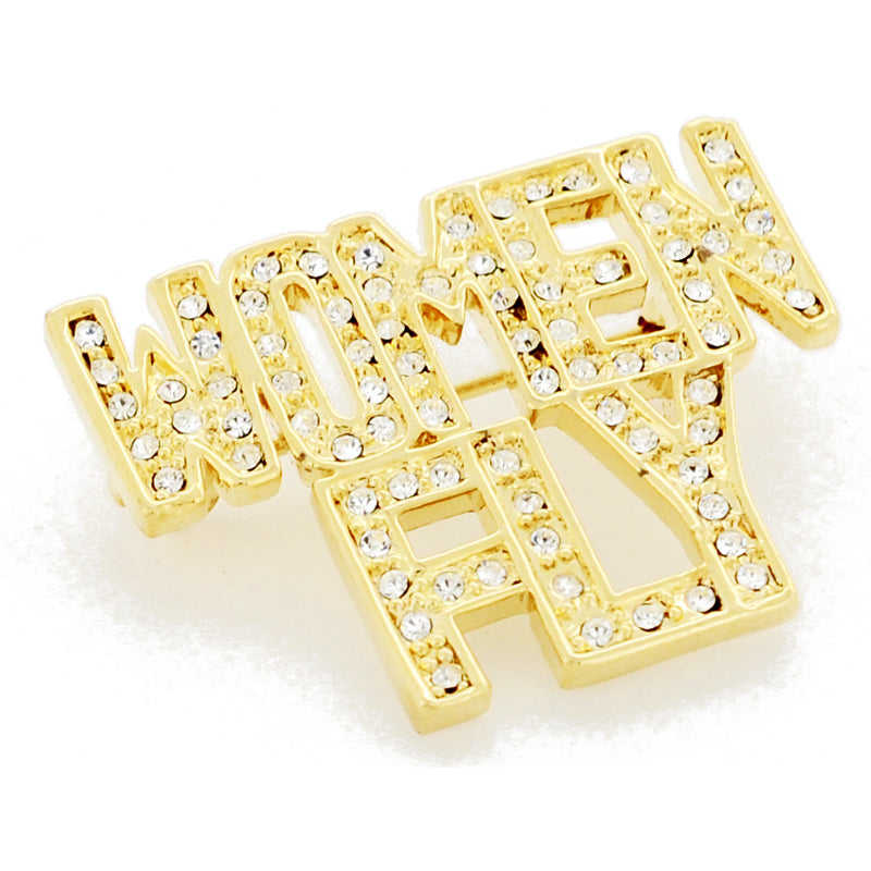 Golden Women Fly Swarovski Crystal Brooch Pin