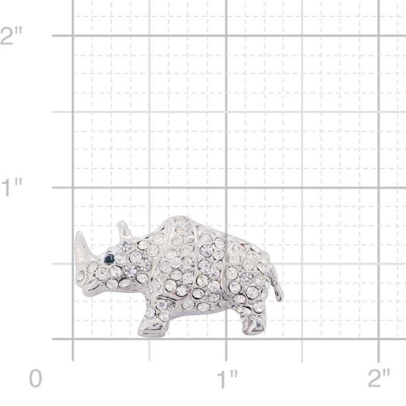 Crystal Rhino Brooch Pin