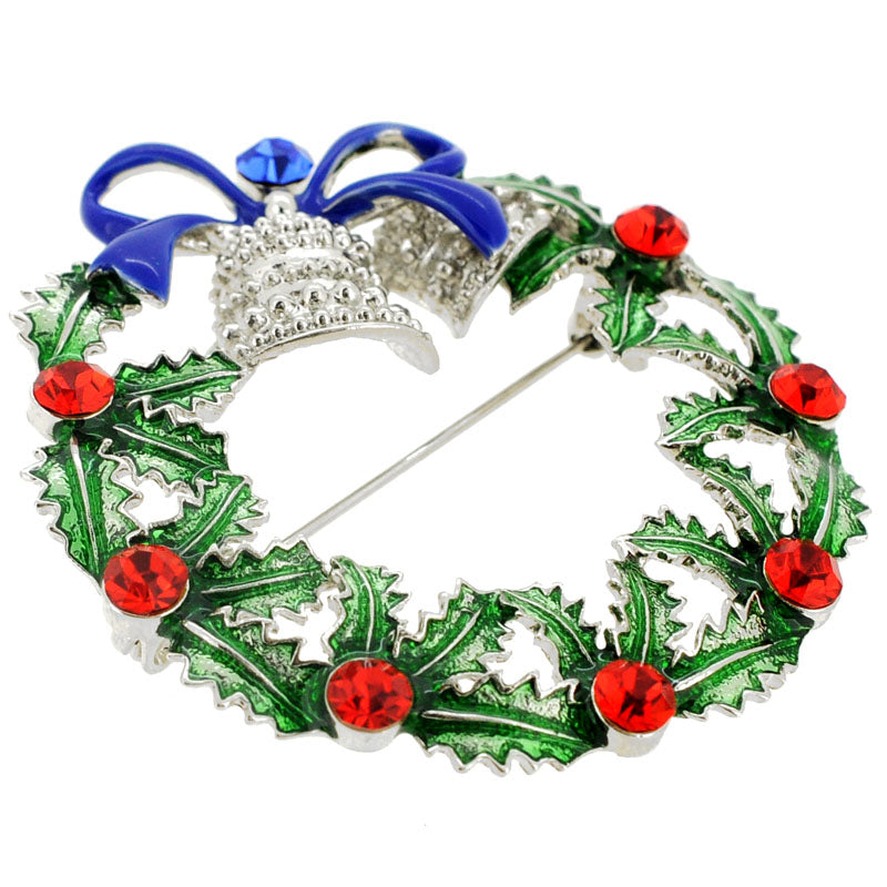 Christmas Bell Wreath Pin Brooch