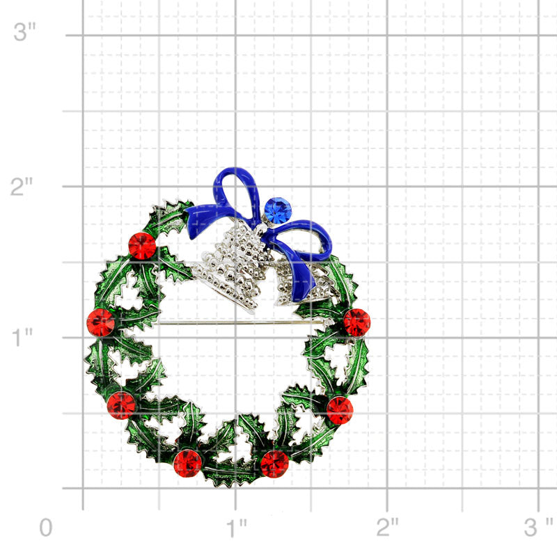 Christmas Bell Wreath Pin Brooch