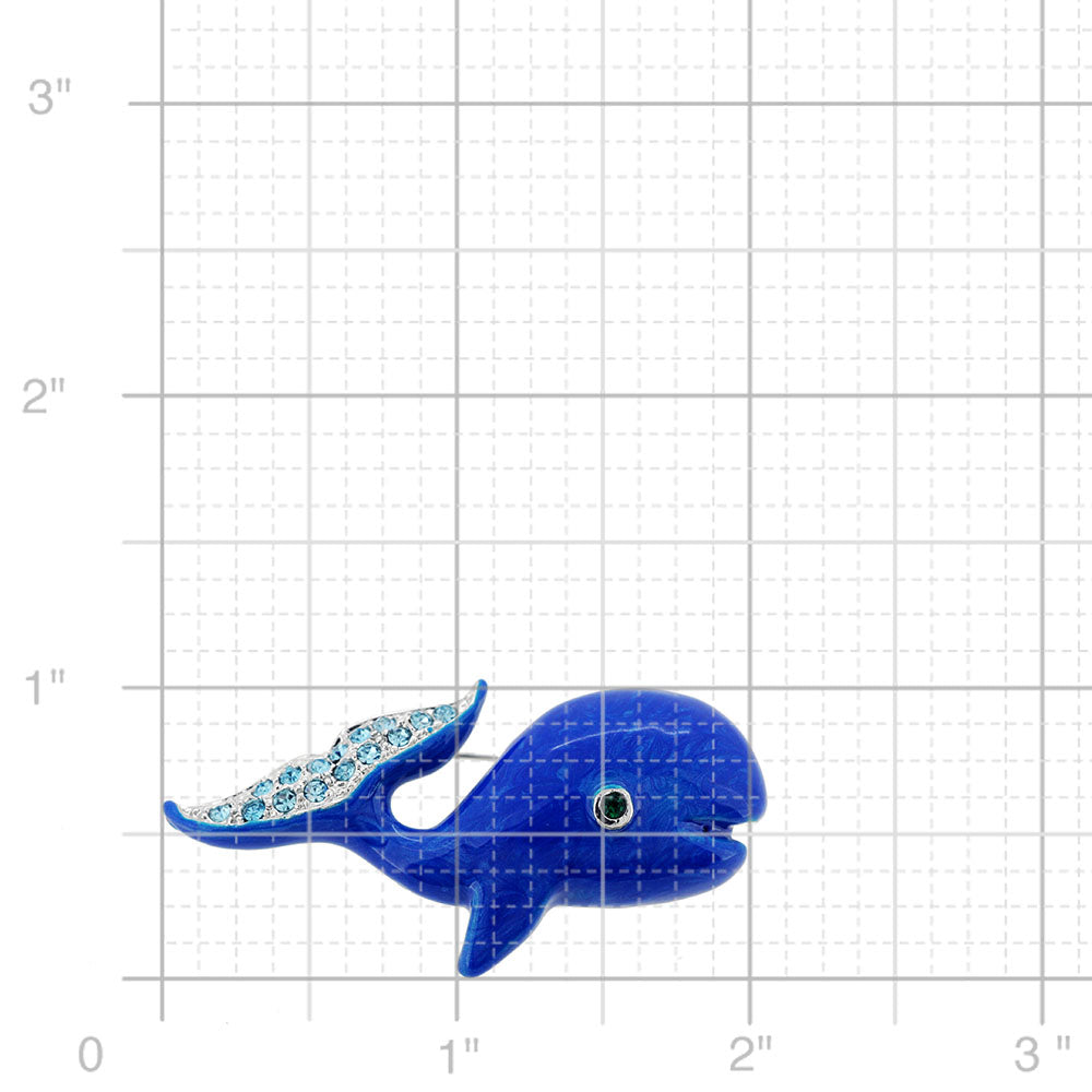 Blue Whale Crystal Pin Brooch