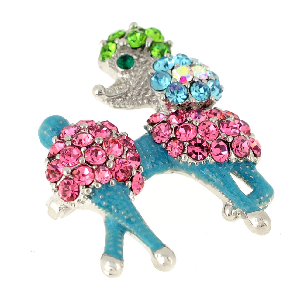 Multicolor Retro Poodle Dog Crystal Pin Brooch