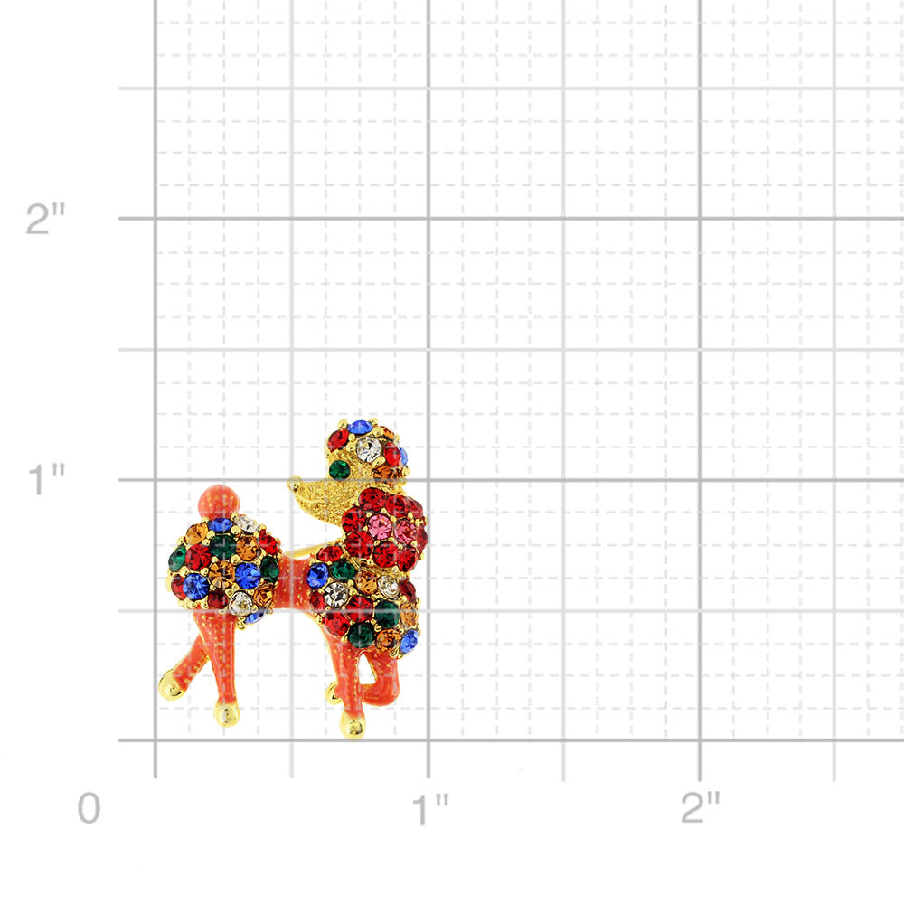 Multicolor Poodle Dog Crtsyal Pin Brooch