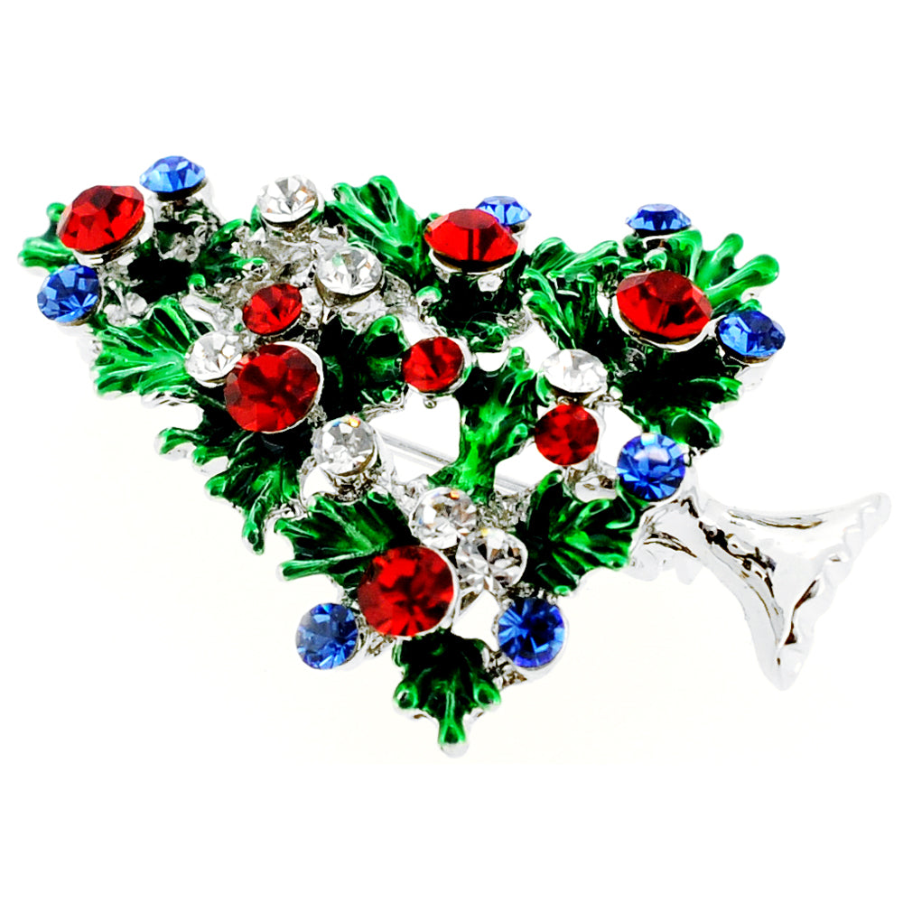 Multicolor Christmas Tree Crystal Lapel Pin