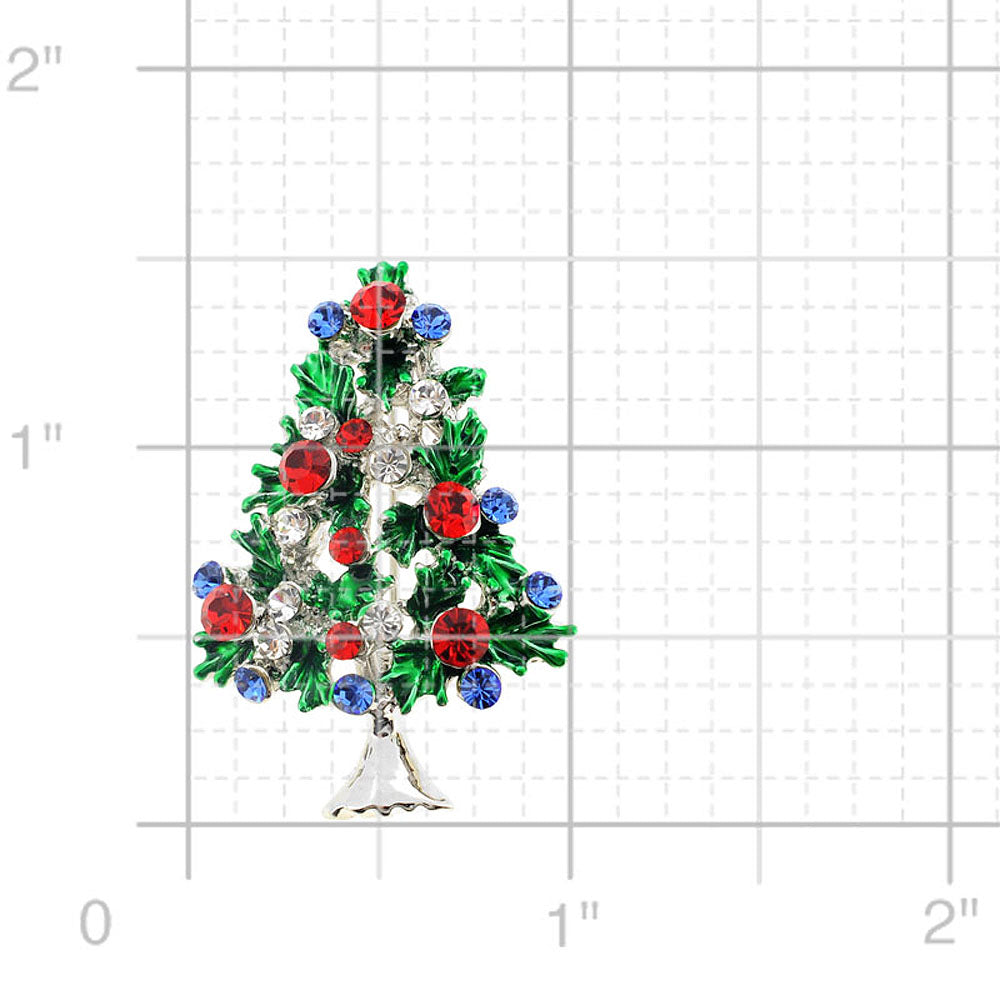 Multicolor Christmas Tree Crystal Lapel Pin
