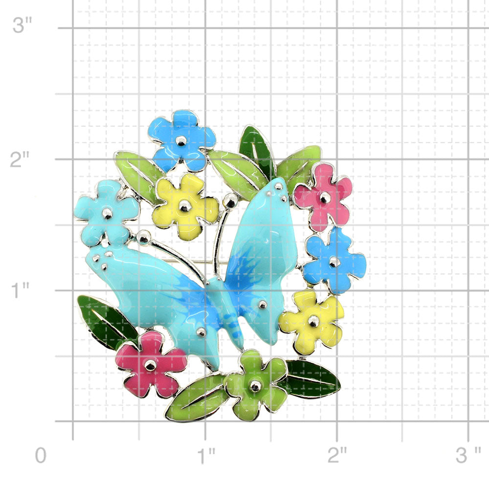 Multicolor Butterfly Garden Pin Brooch