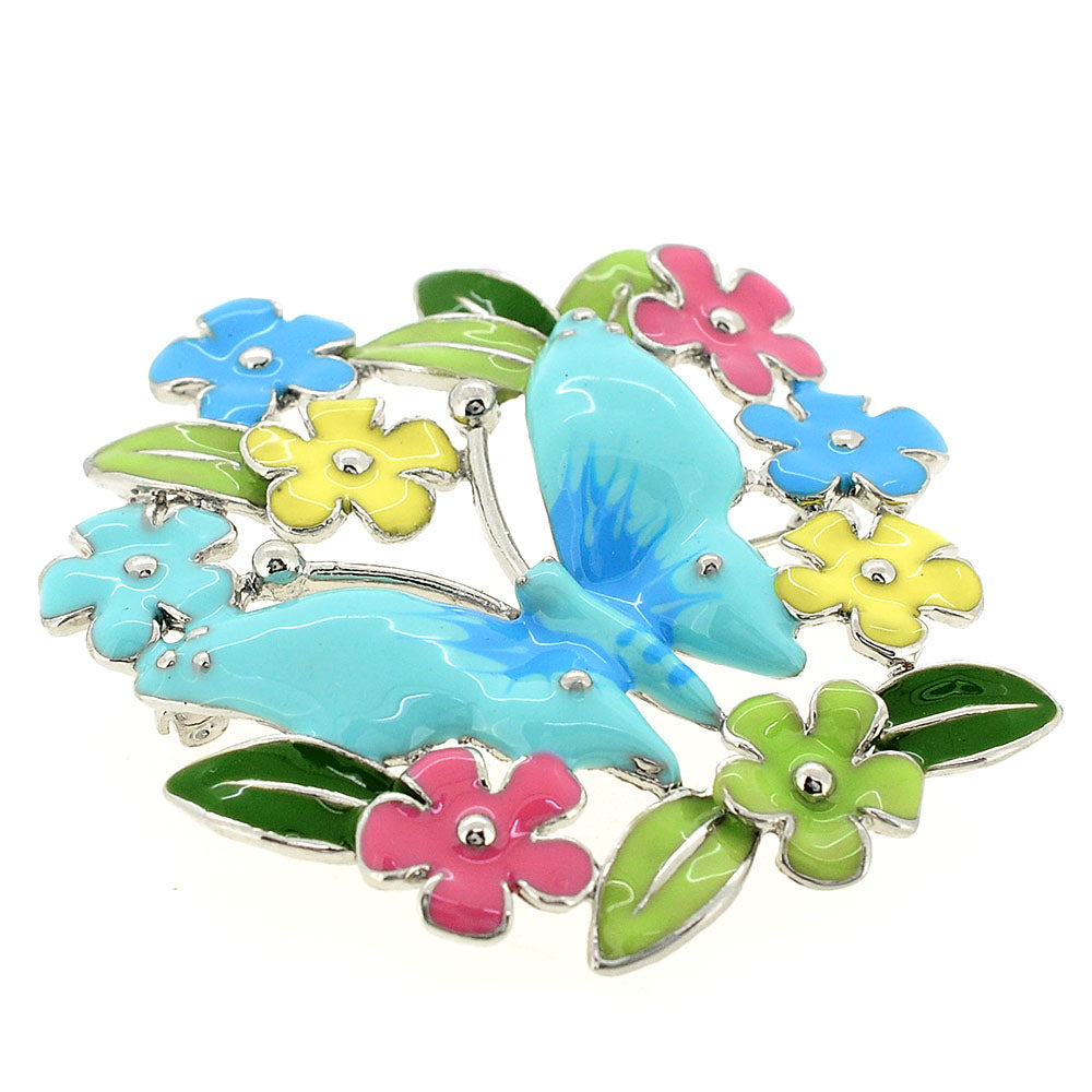 Multicolor Butterfly Garden Pin Brooch
