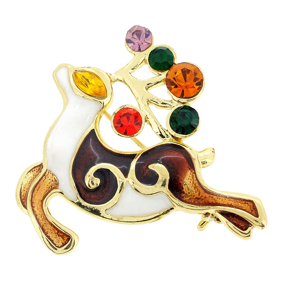 Christmas Reindeer Crystal Pin brooch