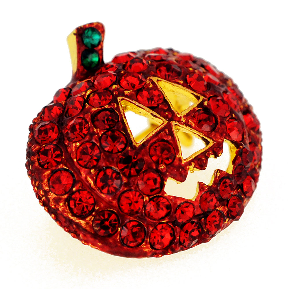 Siam Pumpkin Halloween Crystal Pin Brooch