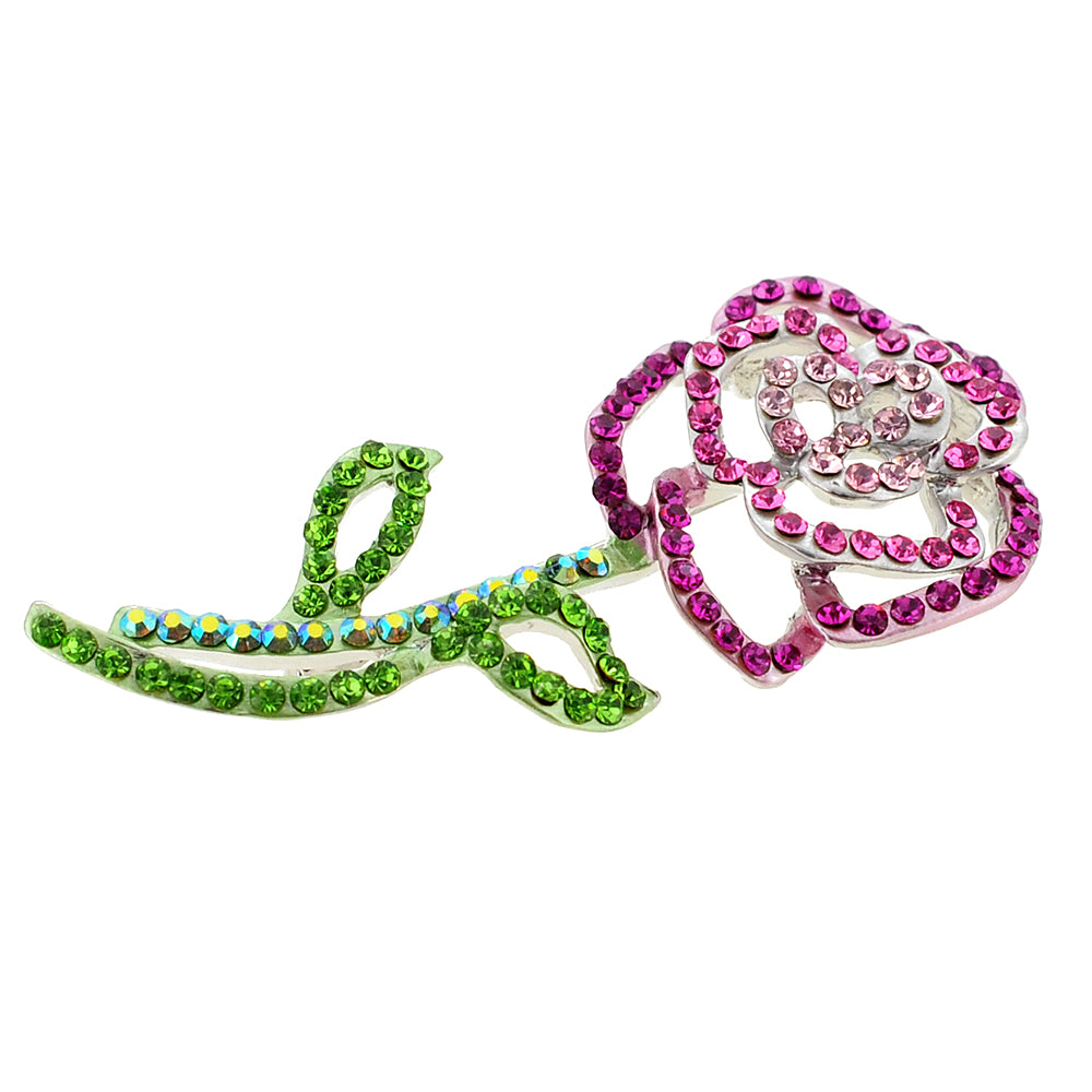 Pink Flower Crystal Brooch Pin