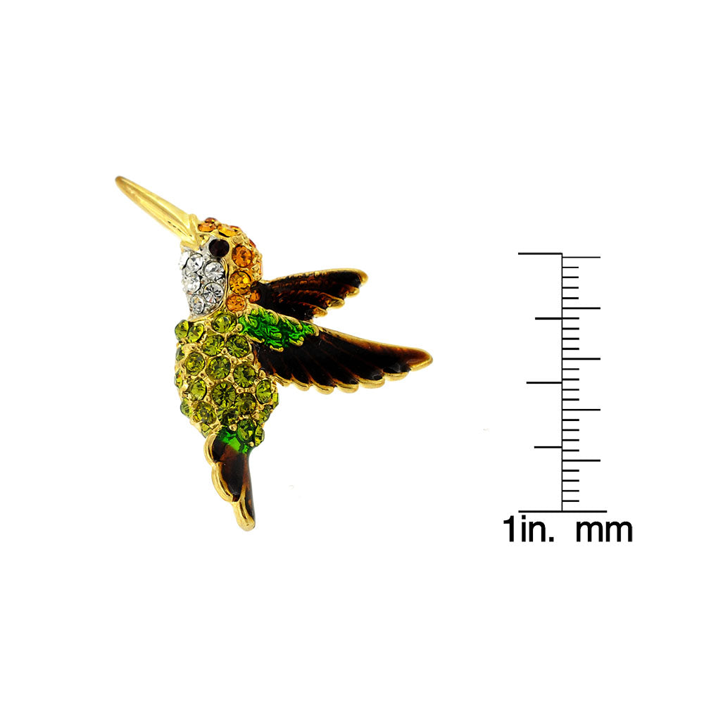 Dark Green Hummingbird Crystal Lapel Pin