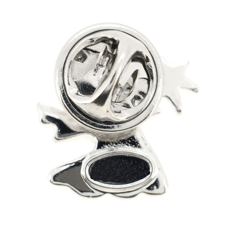 Enamel White Angel With Star Lapel Pin