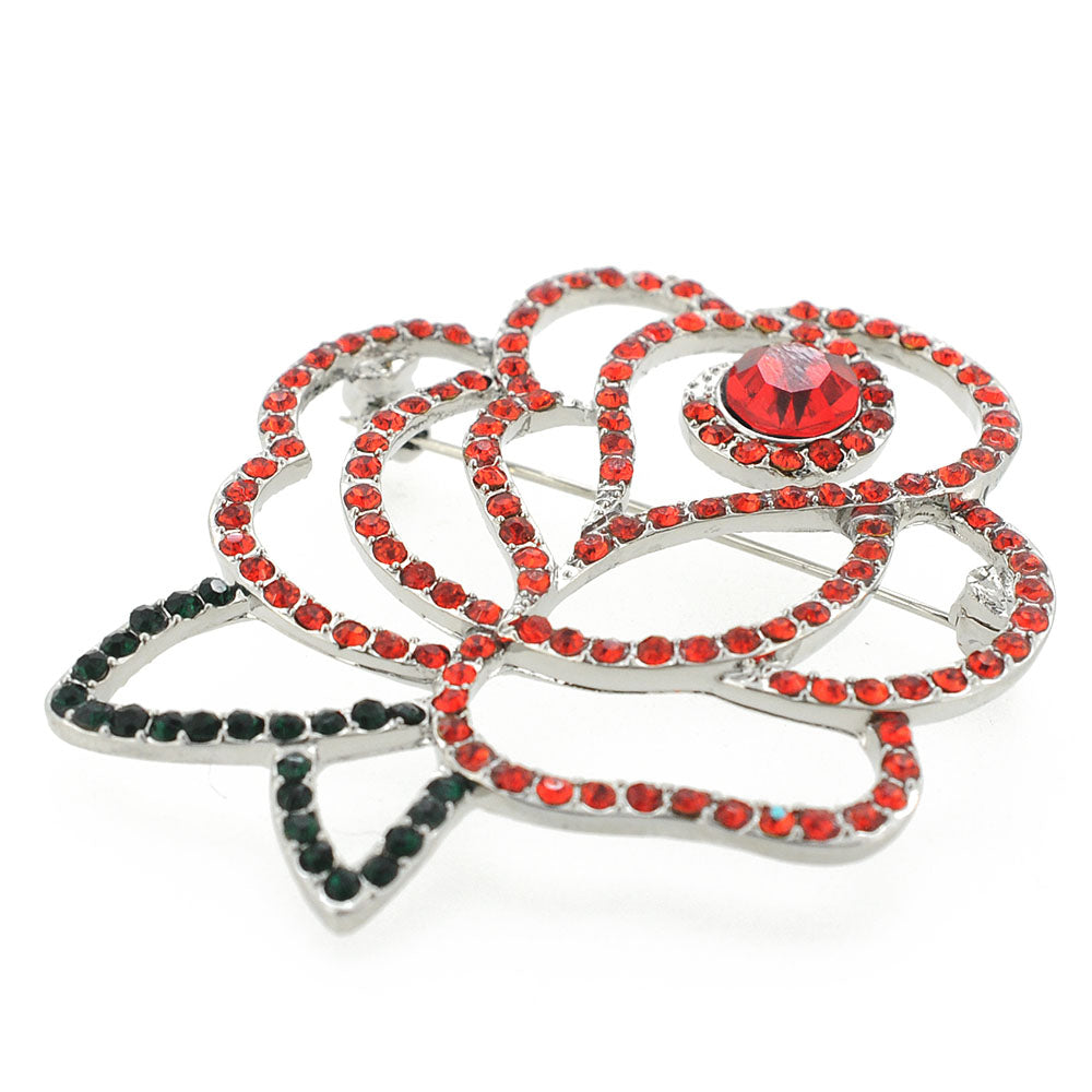 Red Rose Crystal Pin Brooch