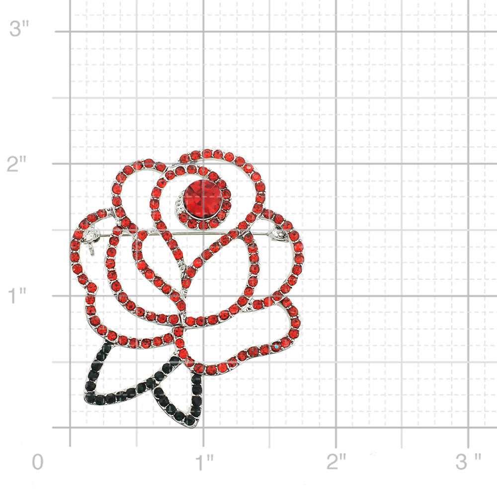 Red Rose Crystal Pin Brooch