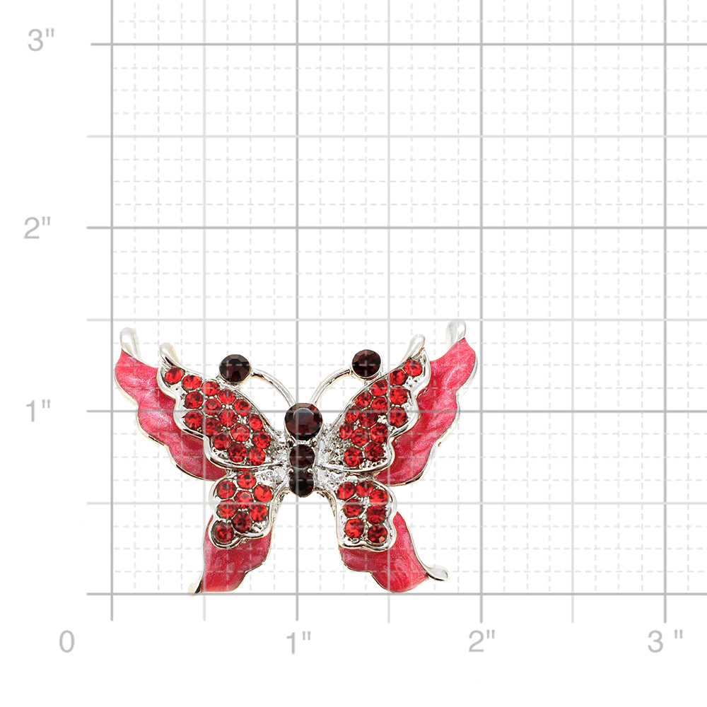 Red Butterfly Crystal Pin Brooch