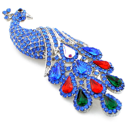 Multicolor Peacock Crystal Pin Brooch