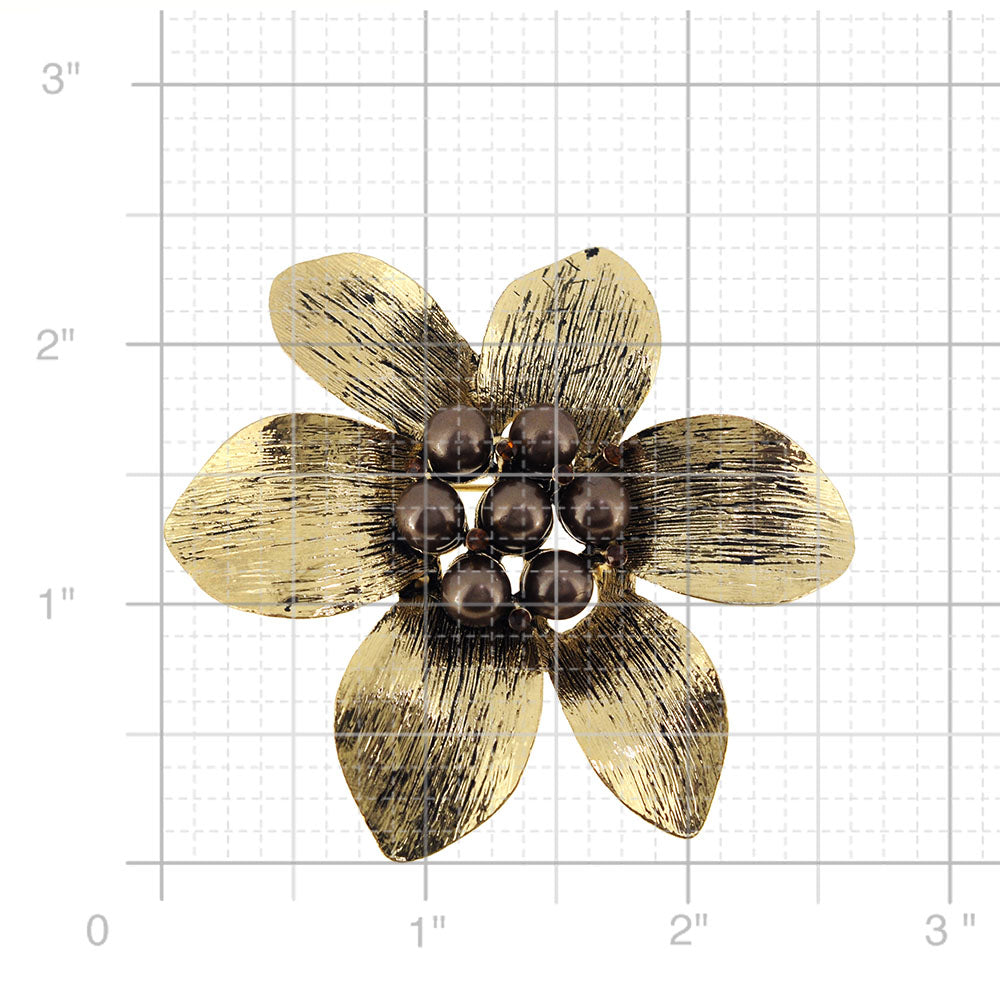 Vintage Style Brown Flower Pin Brooch