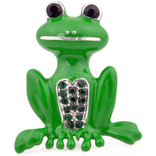 Emerald Green Enamel Frog Brooch