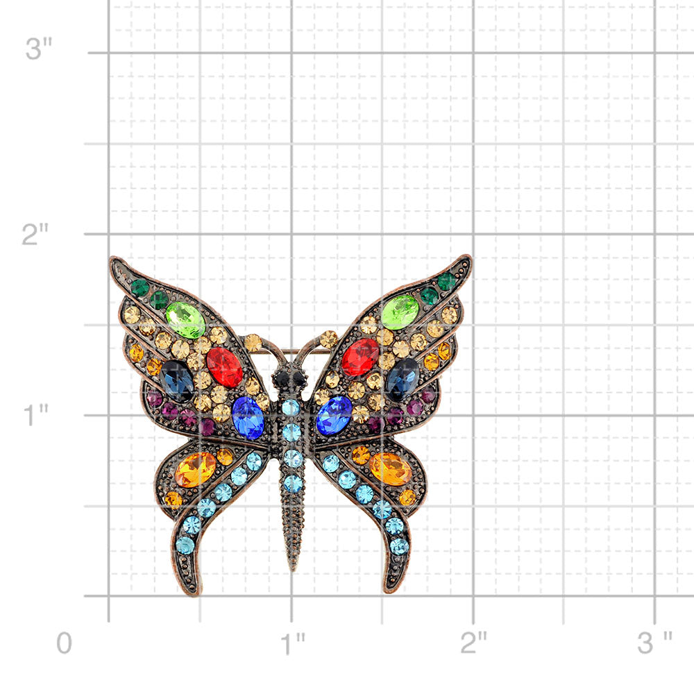 Multicolor Butterfly Crystal Pin Brooch