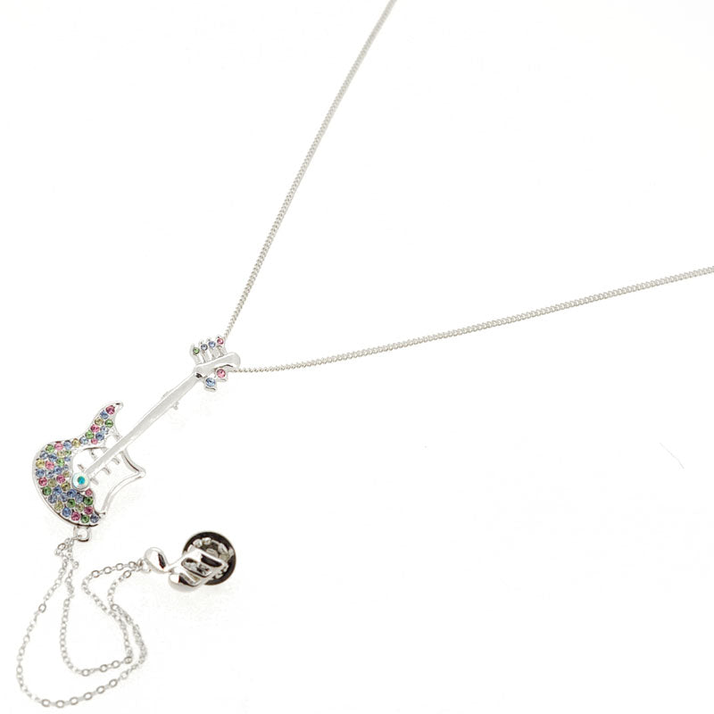 Crystal Guitar and Music Note Pin Brooch And Pendant