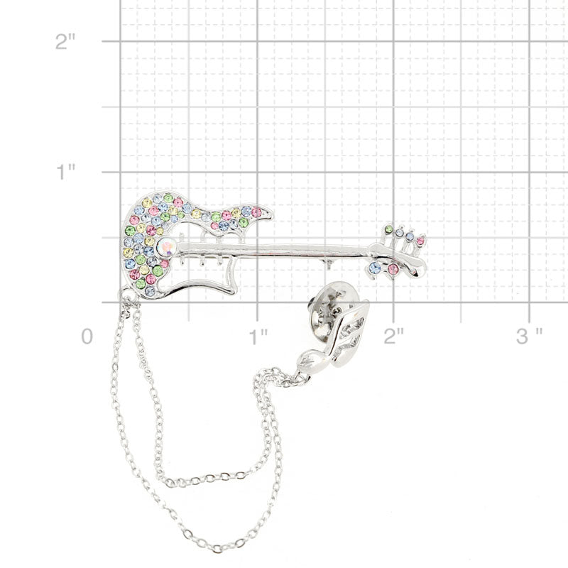 Crystal Guitar and Music Note Pin Brooch And Pendant