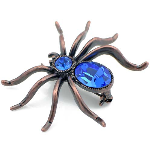 Sapphire Blue Belly Spider Pin