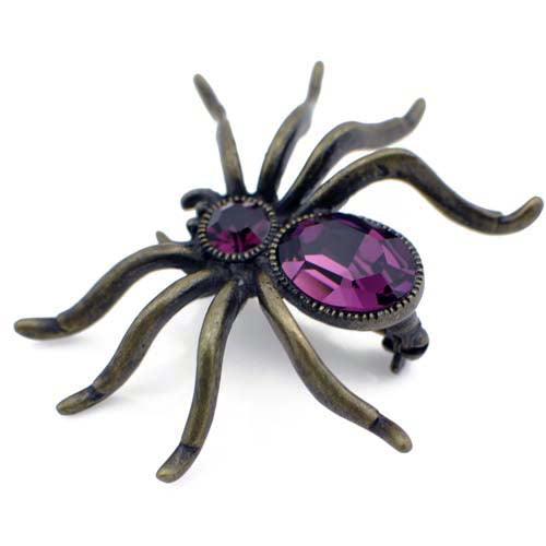 Amethyst Purple Belly Spider Pin