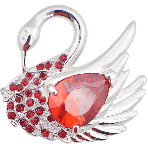 Ruby Red Swan Brooch
