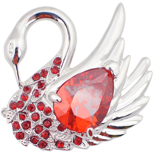 Ruby Red Swan Brooch