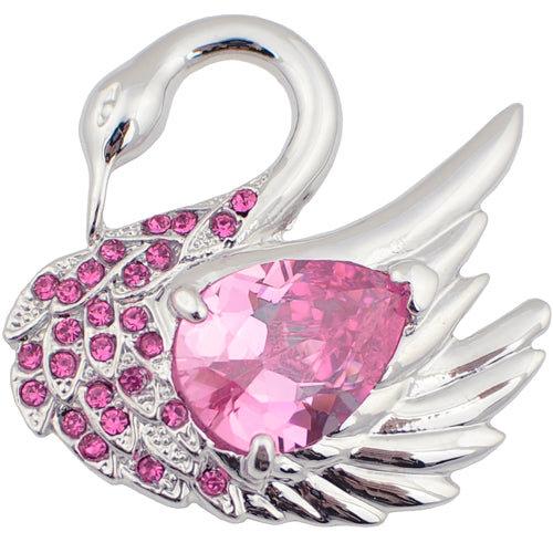 Rose Pink Swan Brooch