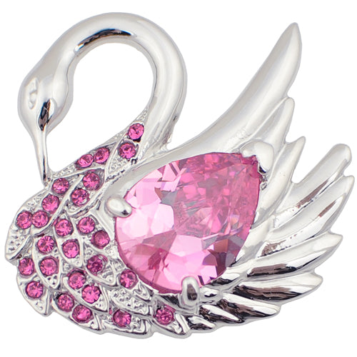 Rose Pink Swan Brooch