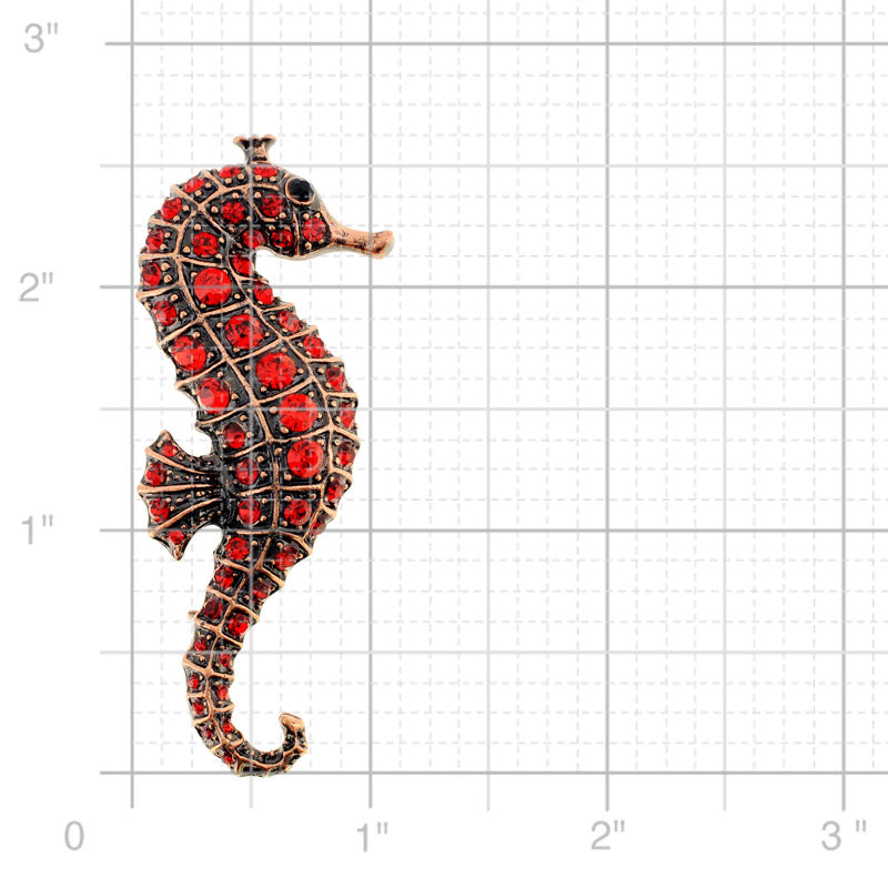 Red Ruby Seahorse Crystal Pin Brooch