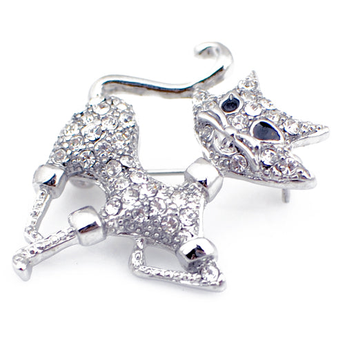 Tip-toeing Crystal Cat Brooch