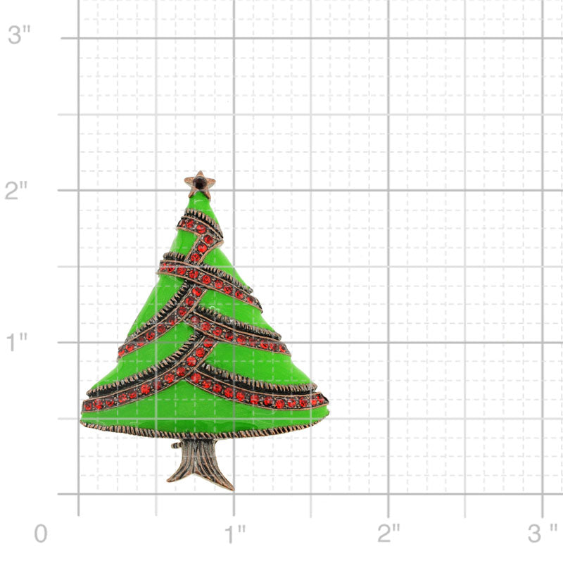 Green Enamel Christmas Tree Pin Brooch