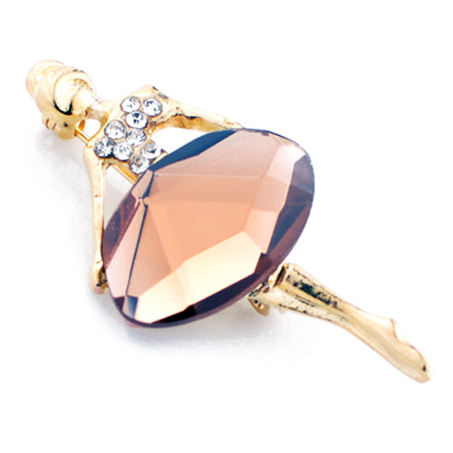Gold & Rose Ballerina Pin Brooch