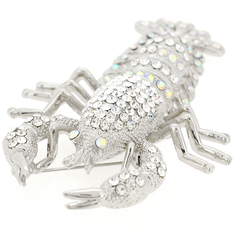 Crystal Lobster Pin Brooch