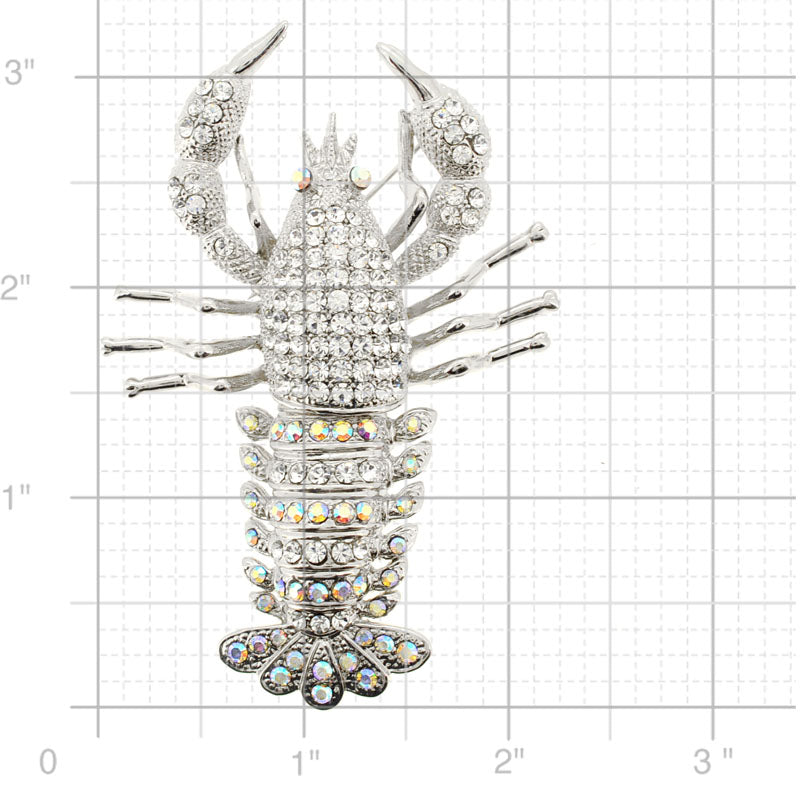 Crystal Lobster Pin Brooch