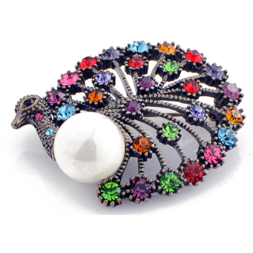 Multicolor Vintage Style Peacock Crystal Brooch Pin