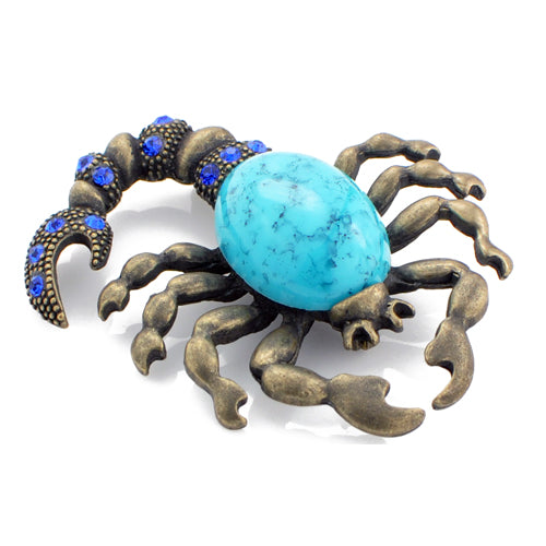 Vintage Style Sapphire Scorpion Turquoise Insect Pin Brooch