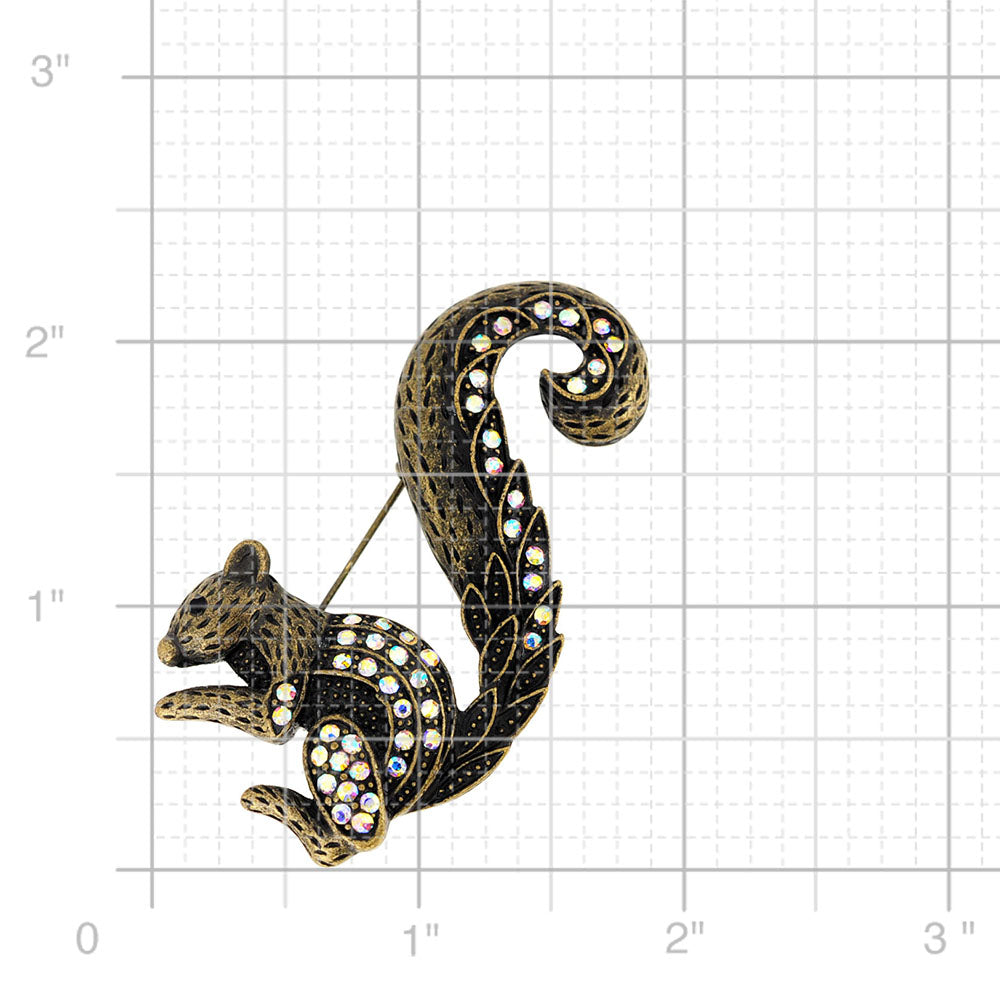 Vintage Style Squirrel Crystal Pin Brooch