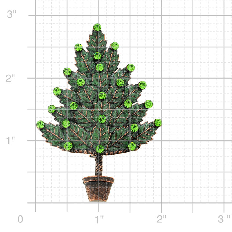 Green Enamel Peridot Potted Pine Tree Pin Brooch