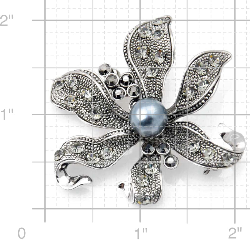 Vintage Style Black Flower Pearl Pin Brooch and Pendant