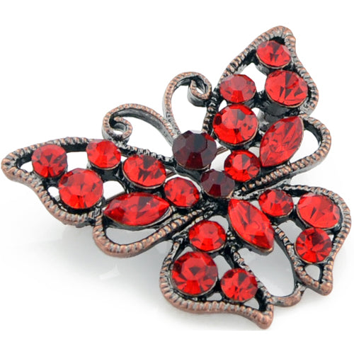 Vintage Style Ruby Red Butterfly Pin Brooch