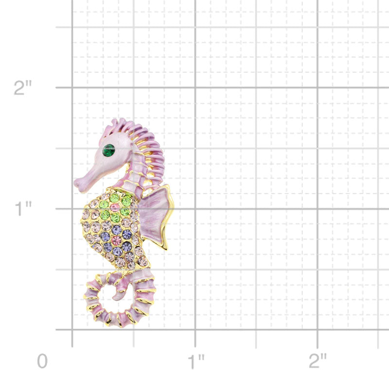 Pink Violet Seahorse Pin Swarovski Crystal Aquatic Pin Brooch