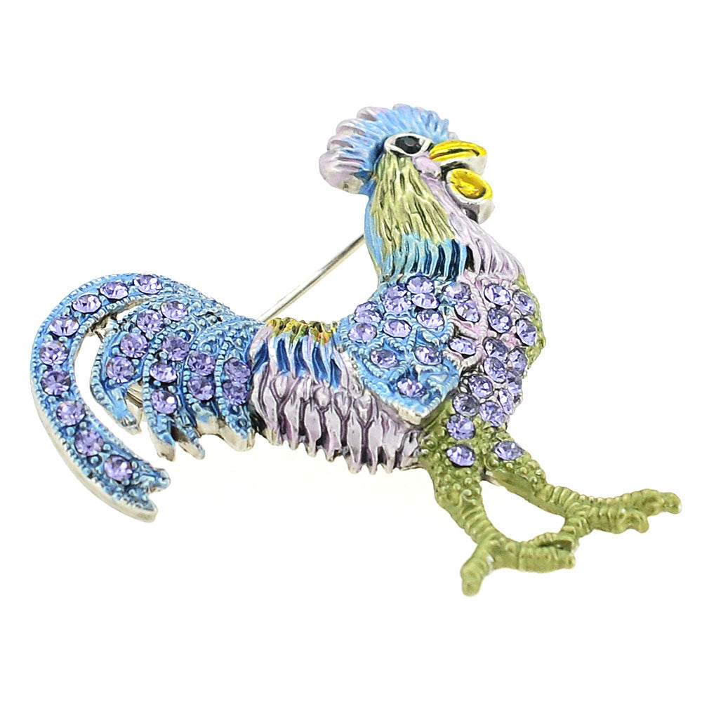 Light Purple Rooster Swarovski Crystal Pin Brooch