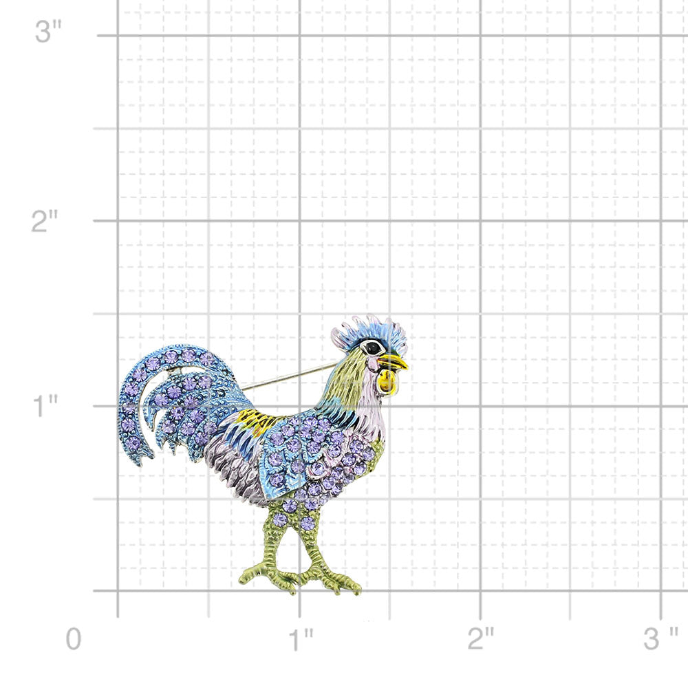 Light Purple Rooster Swarovski Crystal Pin Brooch