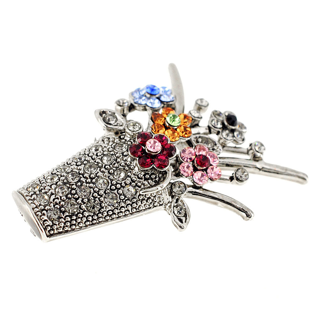 Flower Basket Swarovski Crystal Pin Brooch