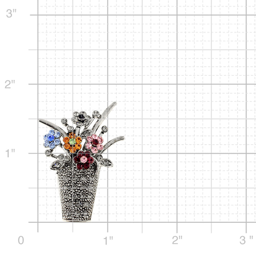 Flower Basket Swarovski Crystal Pin Brooch