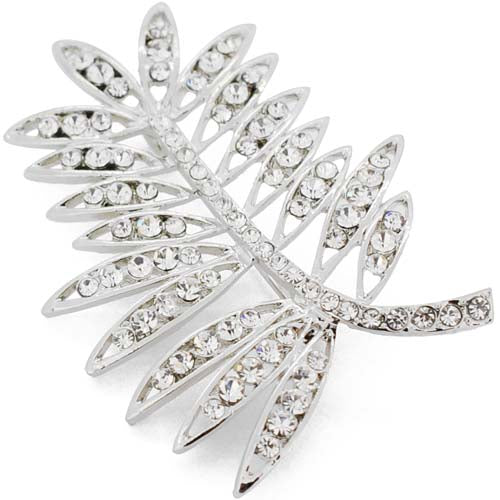 Crystal Elm Tree Leaves Pin Brooch
