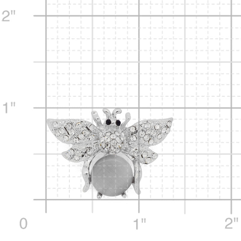 Silver Crystal Bee Pin Brooch